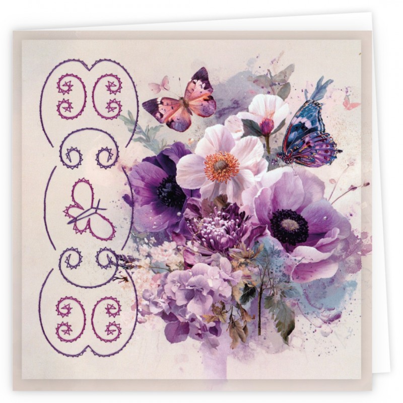 Stitch and Do Cards 27 - Berries Beauties - Purple Flowers