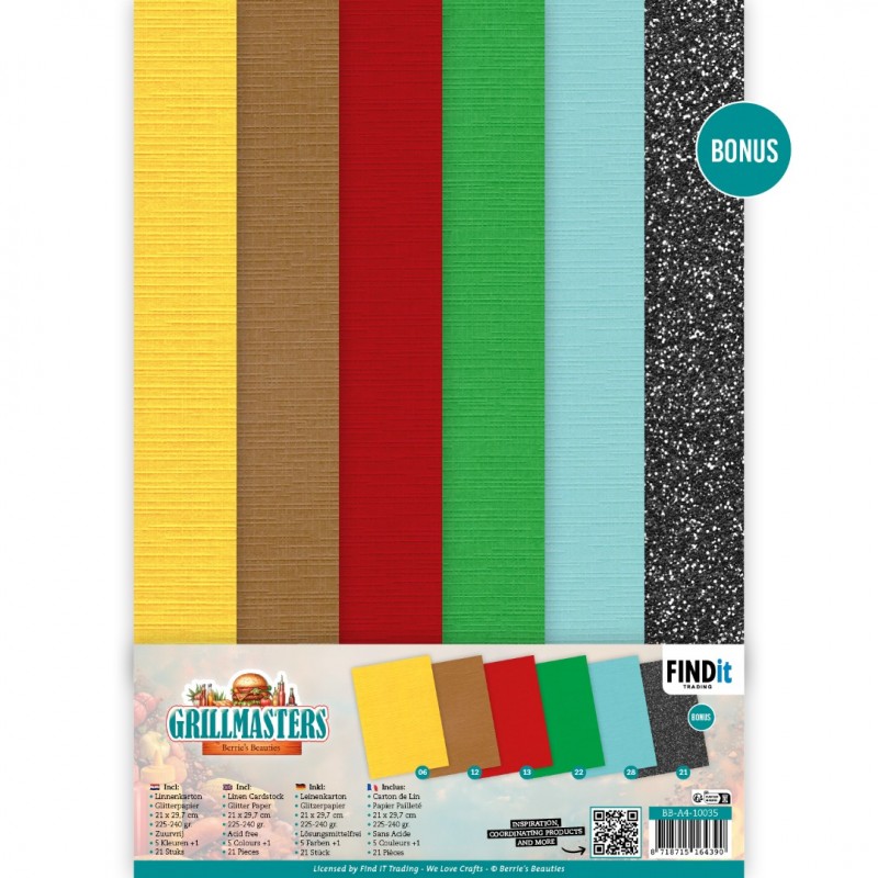 Linen Cardstock Pack - Berries Beauties - Grillmasters - A4 Linen Cardstock Pack - Berries Beauties - Grillmasters - A4