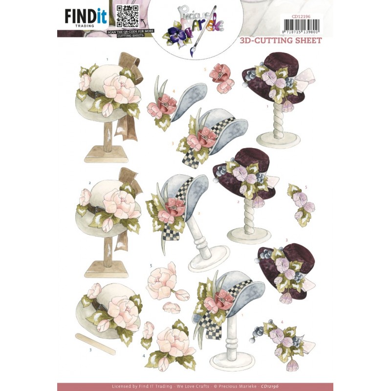 3D Cutting Sheet - Precious Marieke - Ladies Hat 3D Cutting Sheet - Precious Marieke - Ladies Hat