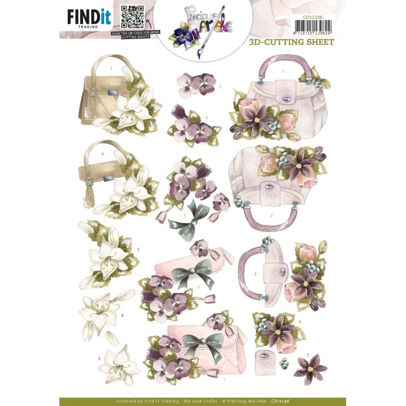 3D Cutting Sheet - Precious Marieke - Handbag 3D Cutting Sheet - Precious Marieke - Handbag