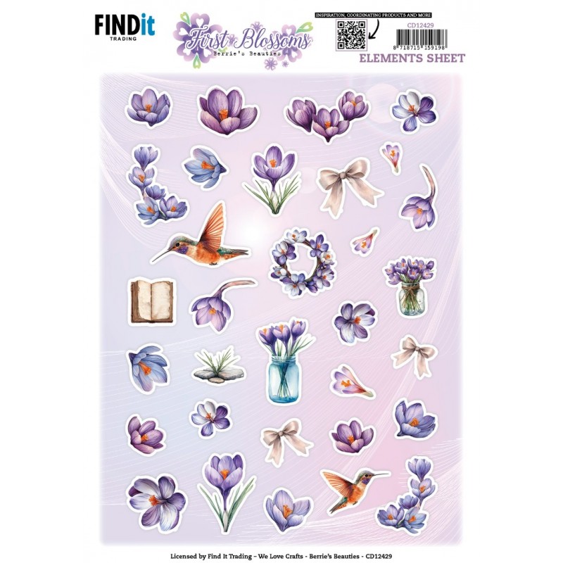 Cutting Sheet - Berries Beauties - First Blossoms - Small Elements Cutting Sheet - Berries Beauties - First Blossoms - Small Elements