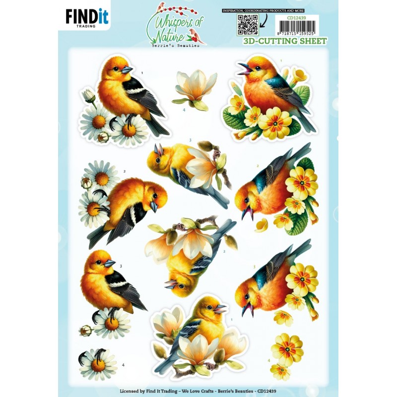 3D Cutting Sheet - Berries Beauties - Whispers of Nature - Yellow 3D Cutting Sheet - Berries Beauties - Whispers of Nature - Yellow