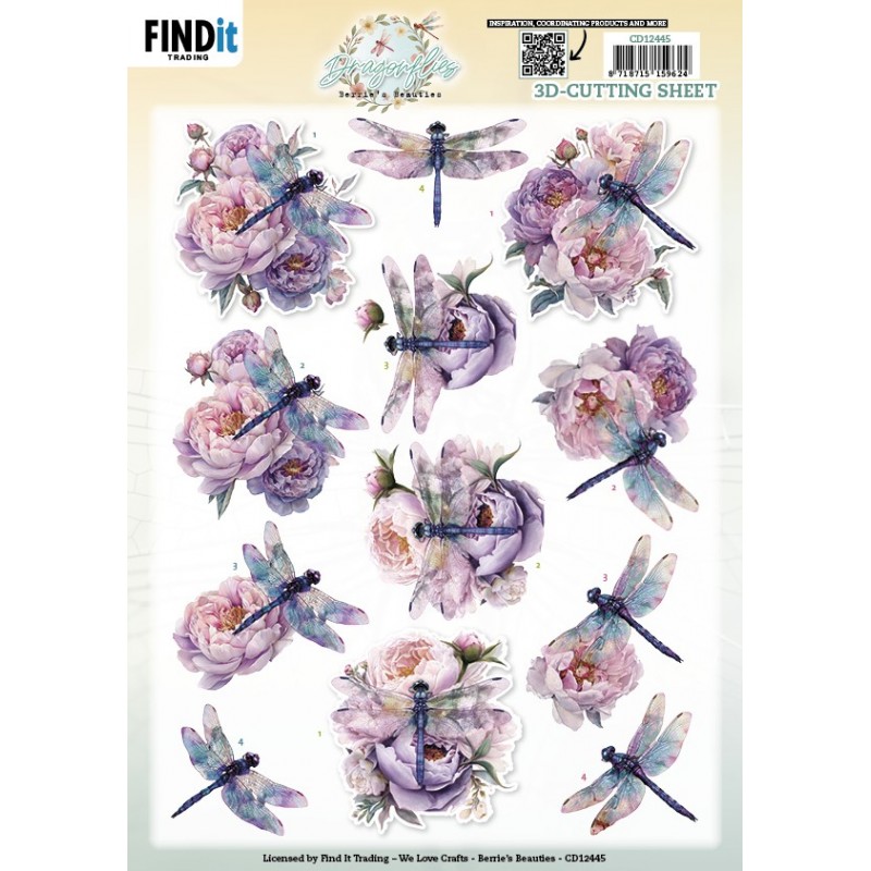 3D Cutting Sheet - Berries Beauties - Dragonflies - Lilac 3D Cutting Sheet - Berries Beauties - Dragonflies - Lilac