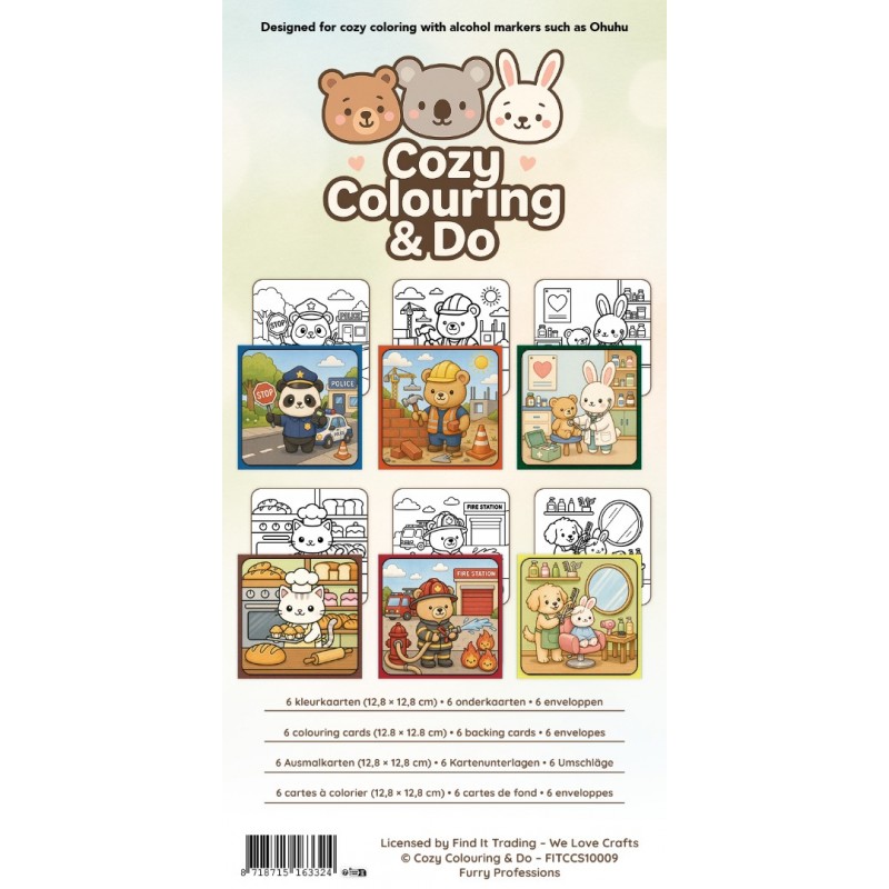 Findit Color - Cozy Colouring Cards Set - Furry Professions Findit Color - Cozy Colouring Cards Set - Furry Professions