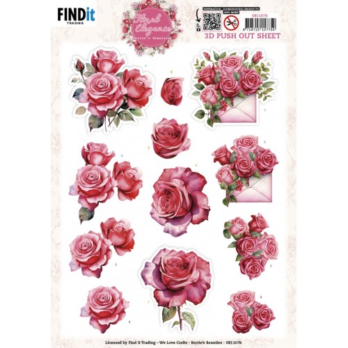 3D Pushout Sheet - Berries Beauties - Floral Elegance - Romantic Roses