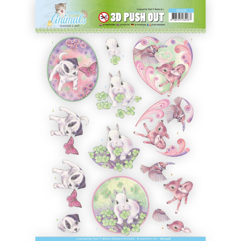 Cuties in Purple - Young Animal 3D-Push-Out Jeanine's Art